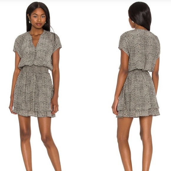 Rails Karla Lynx Smocked Waist Mini Dress Olive Green / Black (Size S) - Picture 1 of 7
